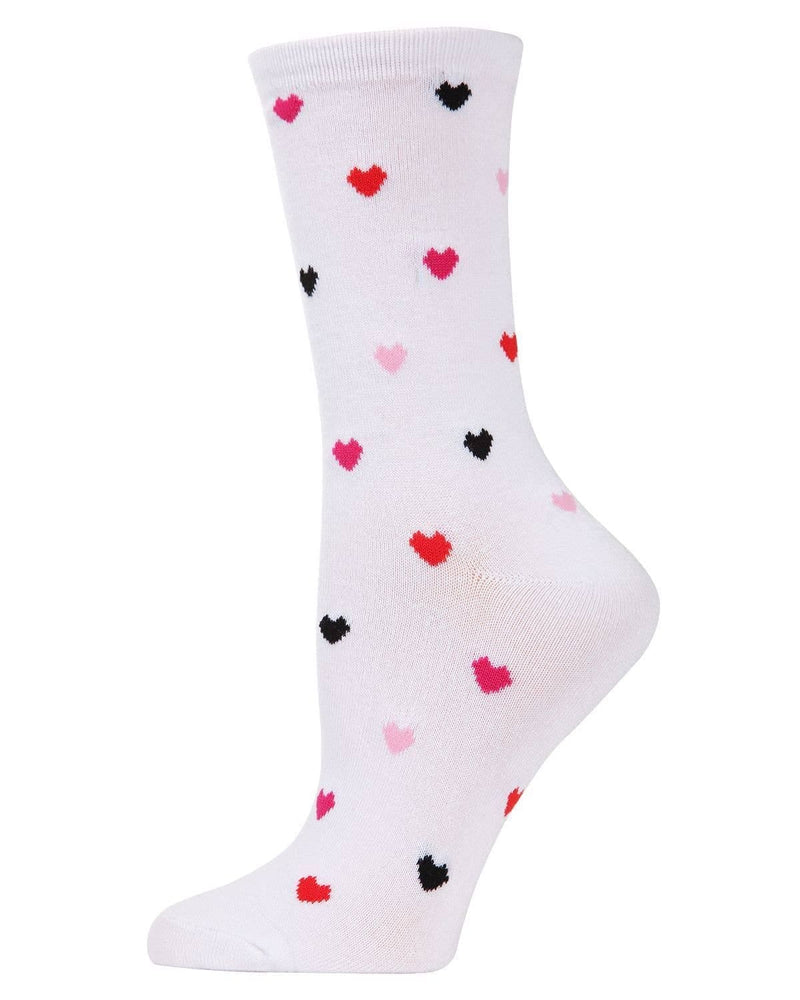 MeMoi Delicate Hearts Bamboo Crew Socks