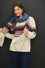 Fair Isle Chunky Knit Scarf