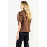Womens Soft Suede V-Neck Top