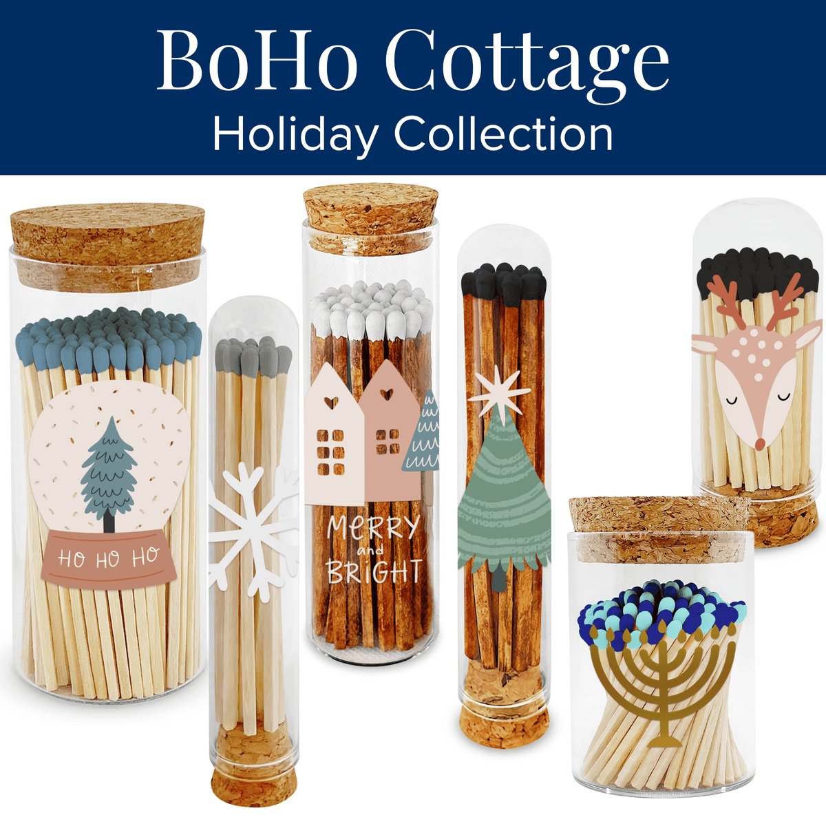Thankful Greetings - 2” Matches BoHo Cottage - Snowflake and Mini Cloche Thankful Greetings