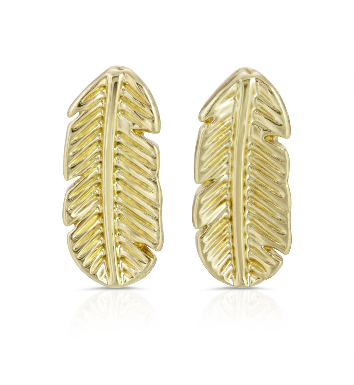 Lucky Feather - New Moon Gold Earrings - NATURAL BEAUTY/LEAF