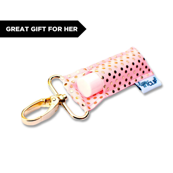 LippyClip Lip Balm Holder - Gold Dots on Light Pink LippyClip® Lip Balm Holder LippyClip Lip Balm Holder