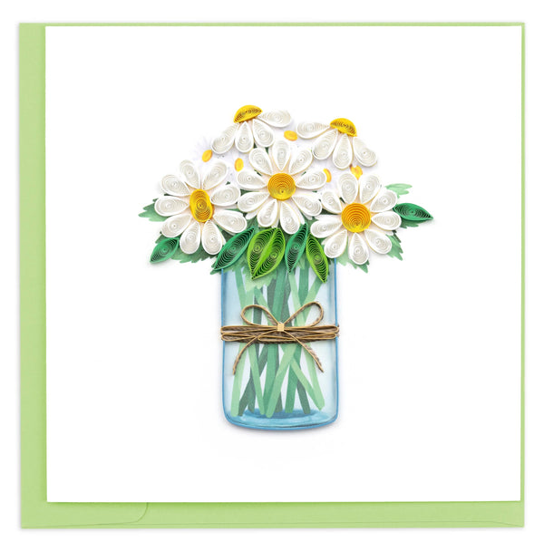 Quilling Card - White Daisies in Jar Quilling Card