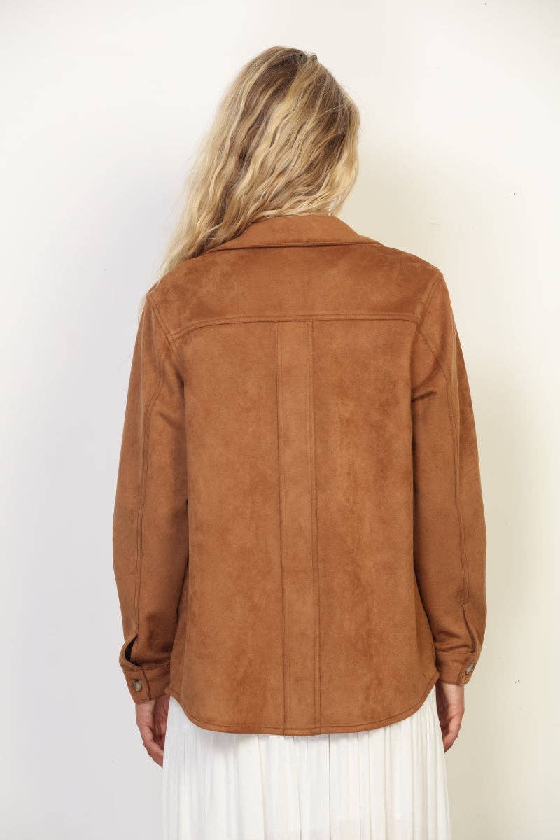 Faux Suede Shacket Camel