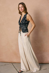 Women's Linen Blend Wide Leg Pants