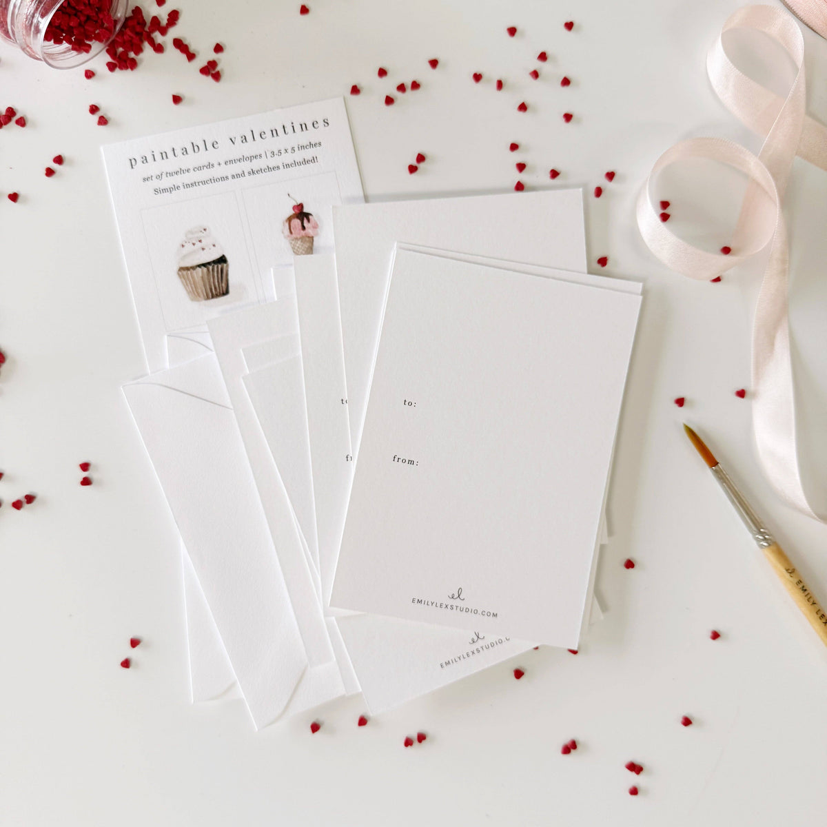 Sweet treats valentines paintable watercolor notecard set