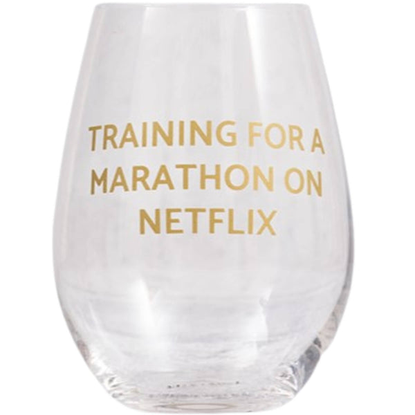 Tate + Zoey - Marathon Training Netflix Wine Glass 18 oz Tate + Zoey