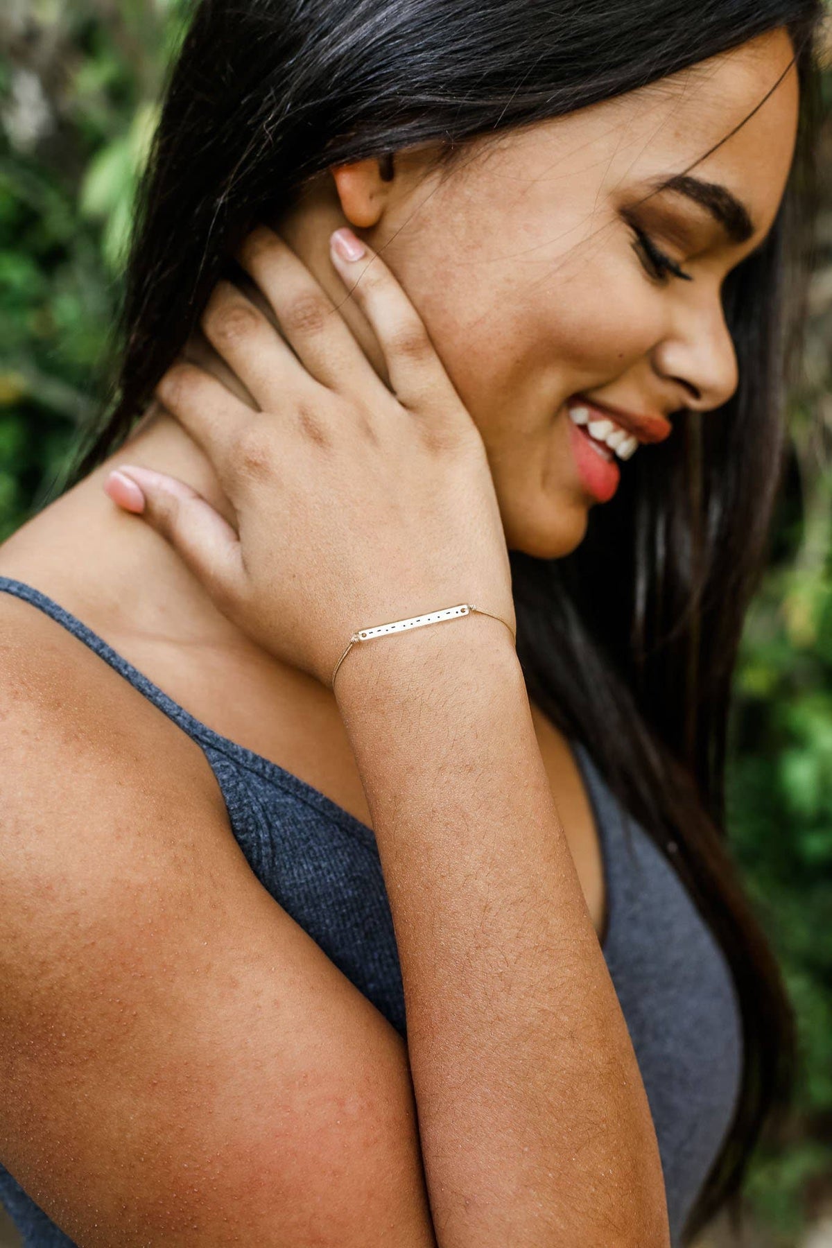 Lucky Feather - Morse Code Bar Bracelet - QUEEN