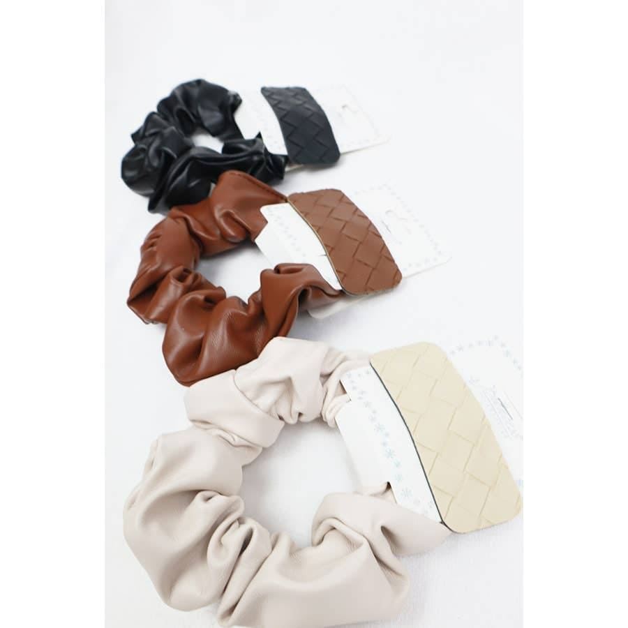 Faux Leather Scrunchie and Hair Clip: MIX COLOR / ONE Love and Repeat