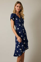 PUFF SLEEVE FAUX WRAP TULIP MINI DRESS