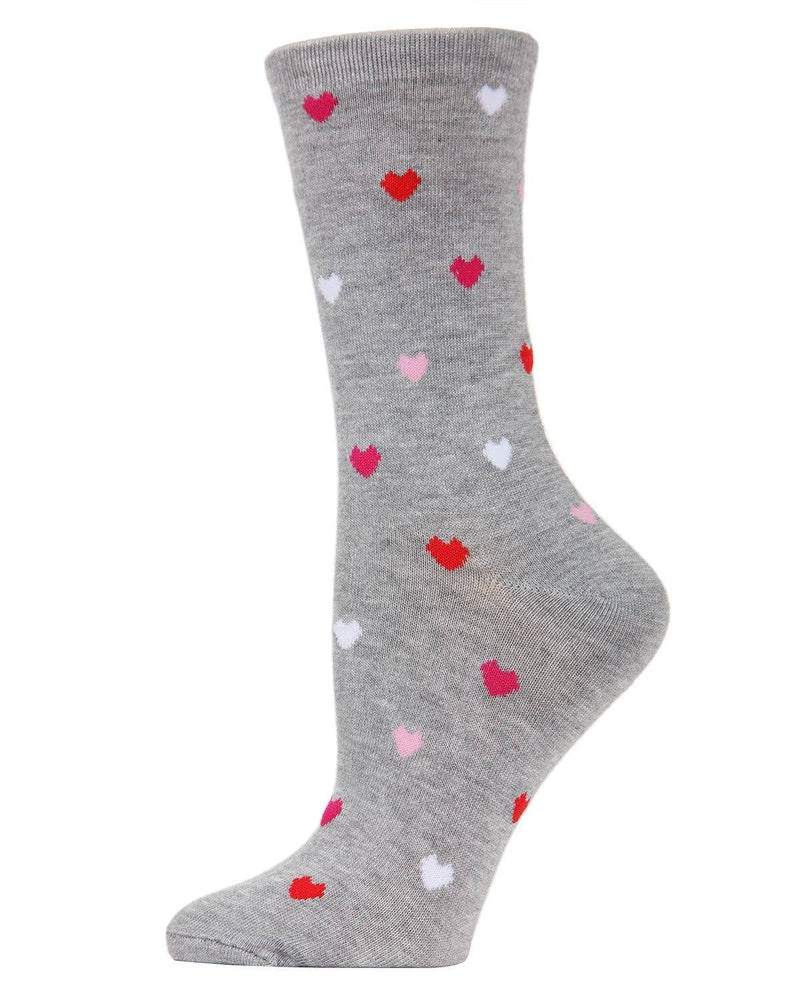 MeMoi Delicate Hearts Bamboo Crew Socks