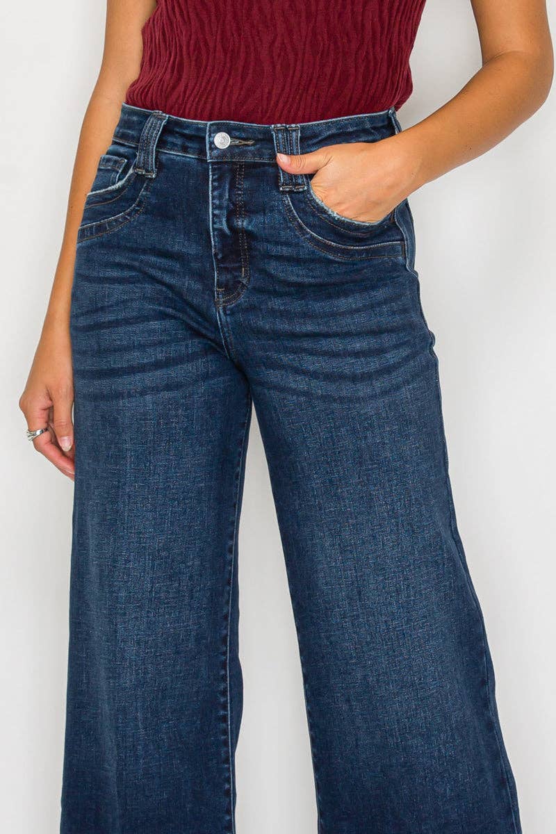 High-Rise Tummy-Control Wide-Leg Jeans