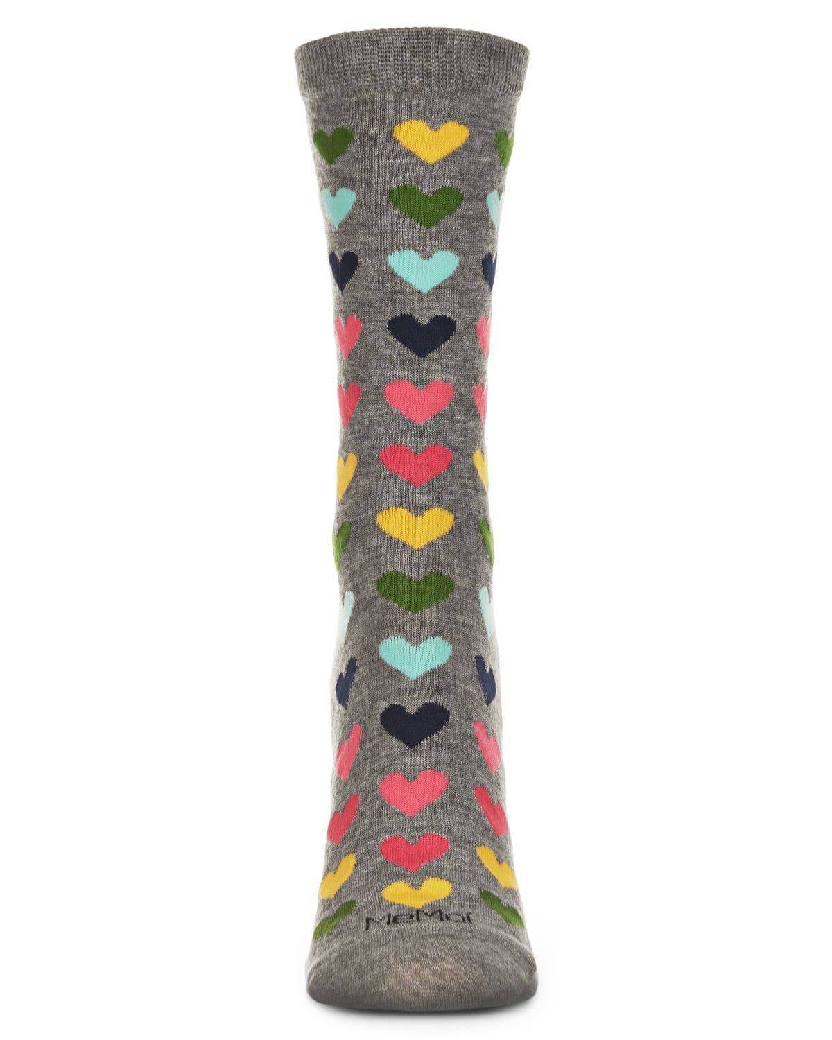 Multicolored Hearts Bamboo Crew Women's Socks