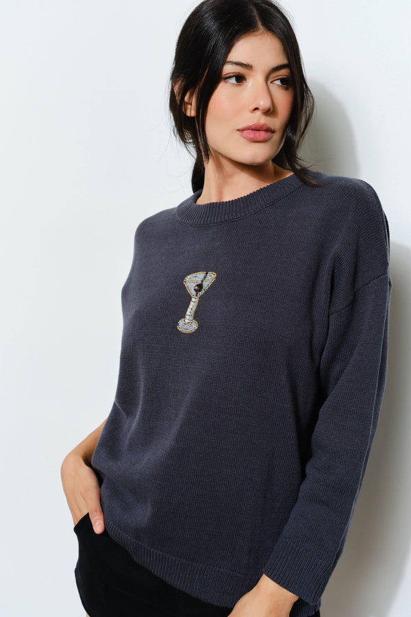 Pretty Garbage - SORA MARTINI BEAD SWEATER - Trendy, Fun, Cozy Pretty Garbage