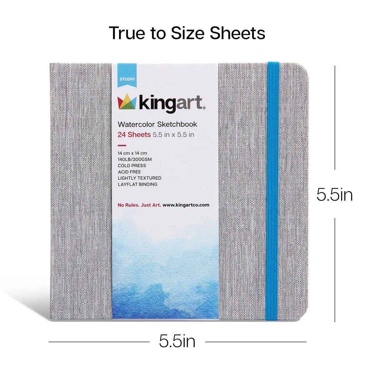 KINGART - Hardcover Watercolor Sketchbook - 5.5” x 5.5” 140lb (300g) - 24 Sheets