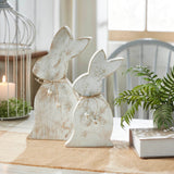 Spring In Bloom Wooden Upright Bunny Silhouette with Twine Bow - Freestanding Rustic Easter Decor - 13.75x6.75x1.5