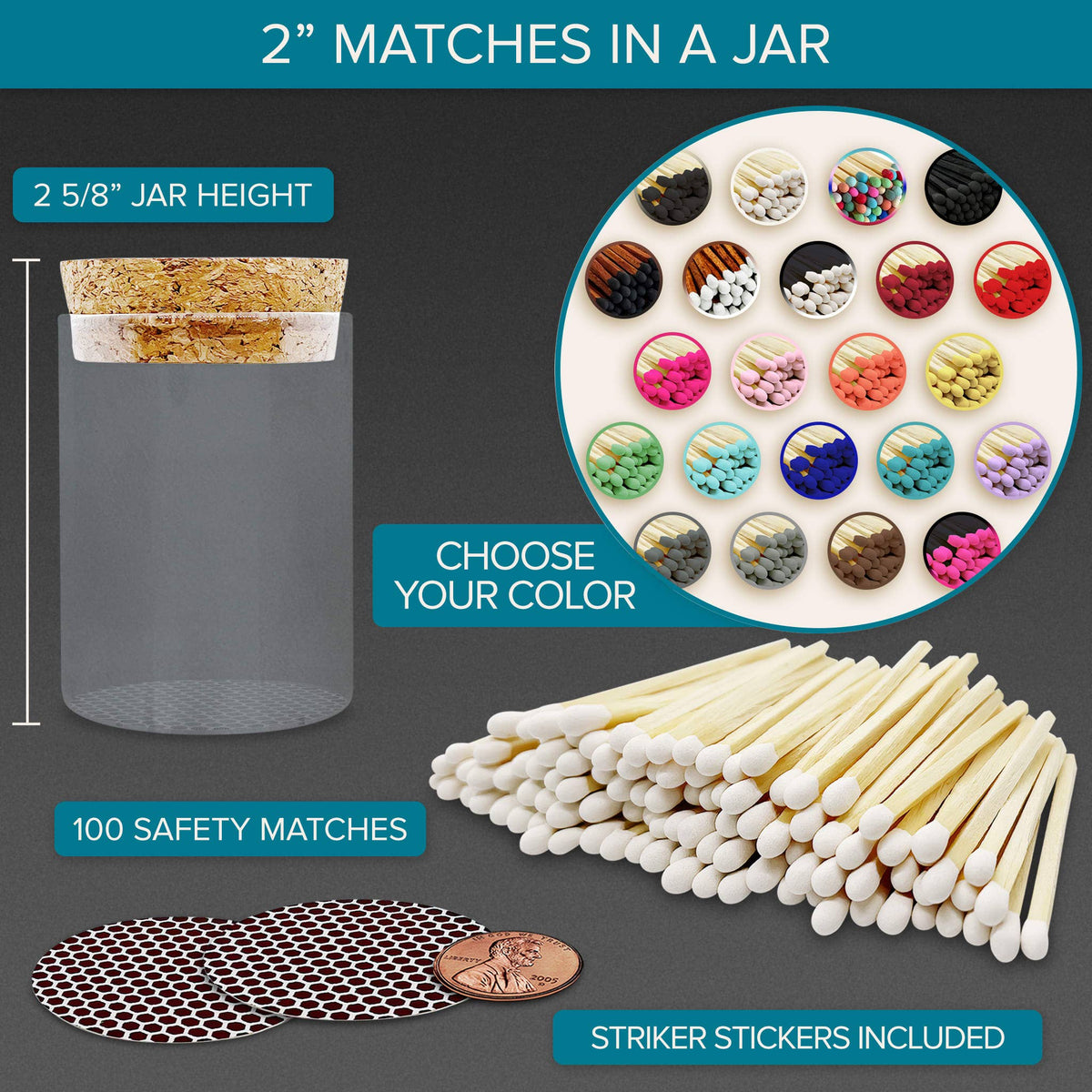 2" Matches in Cork Top Jar - Thankful Greetings