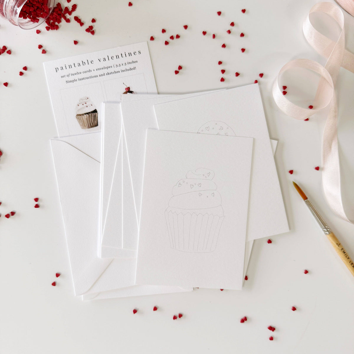 Sweet treats valentines paintable watercolor notecard set