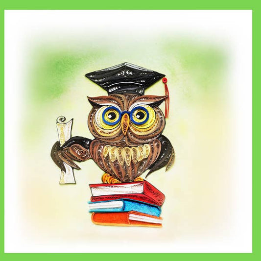 YoderDo Quilling Greeting Cards - Graduation owl, quilling card, handmade card, paper card SPO-13