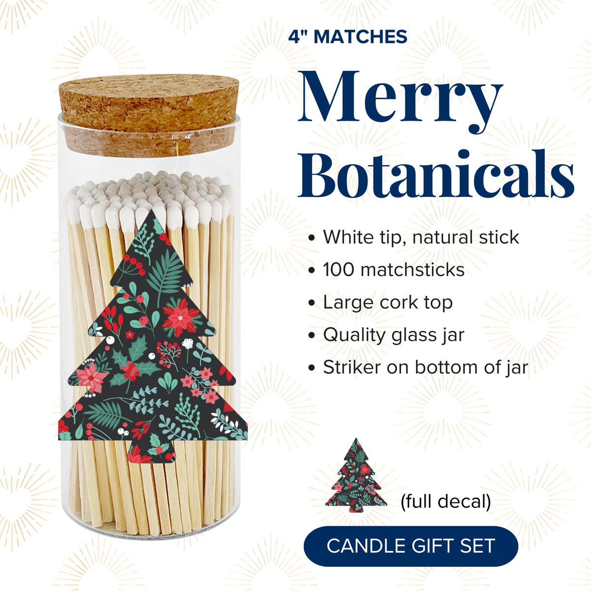 Thankful Greetings - Holiday Trees & Greens Decorative Matches - Gifts & Stocking Thankful Greetings