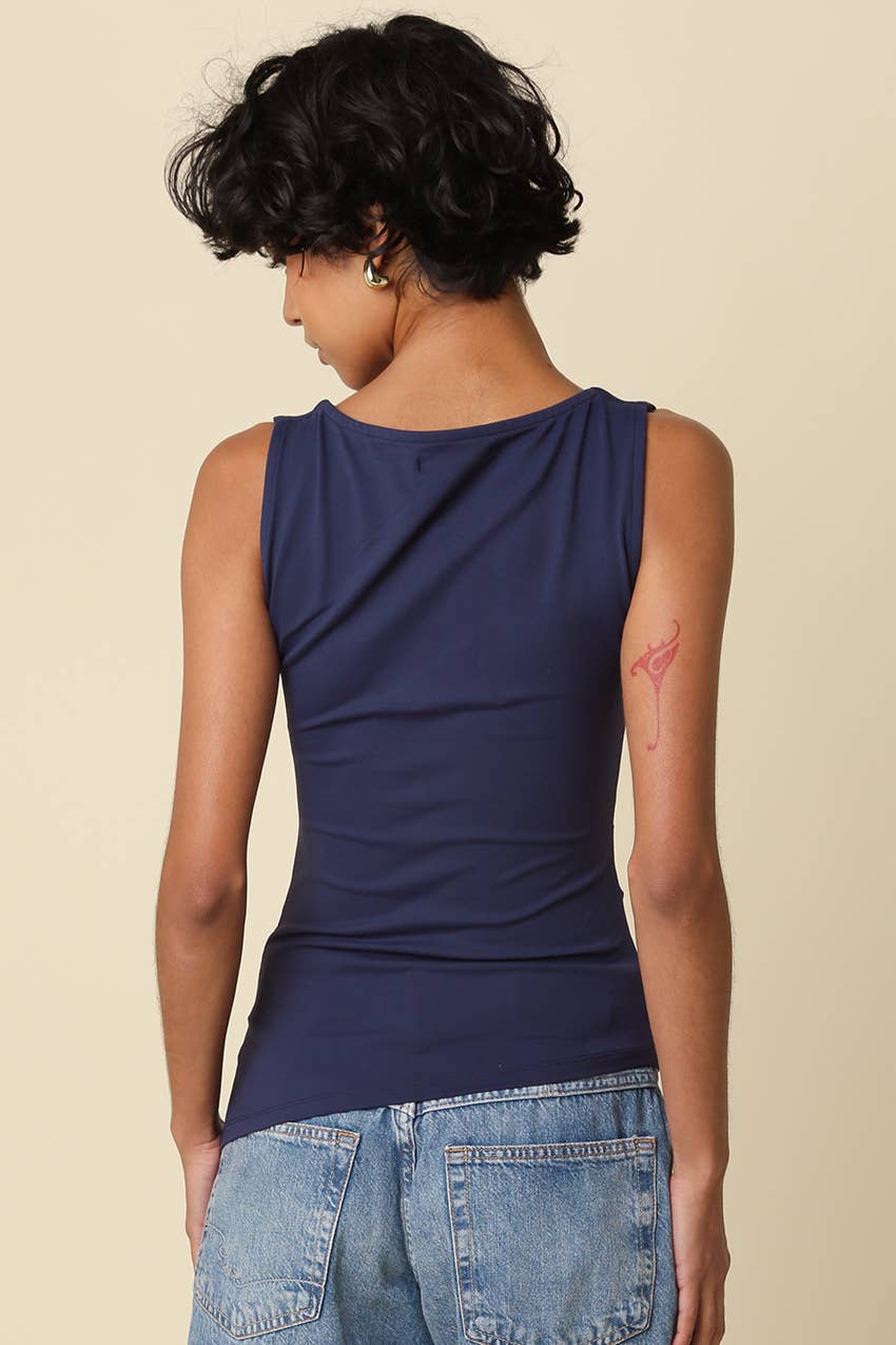 Women's  Asymmetrical Tank Top – Navy