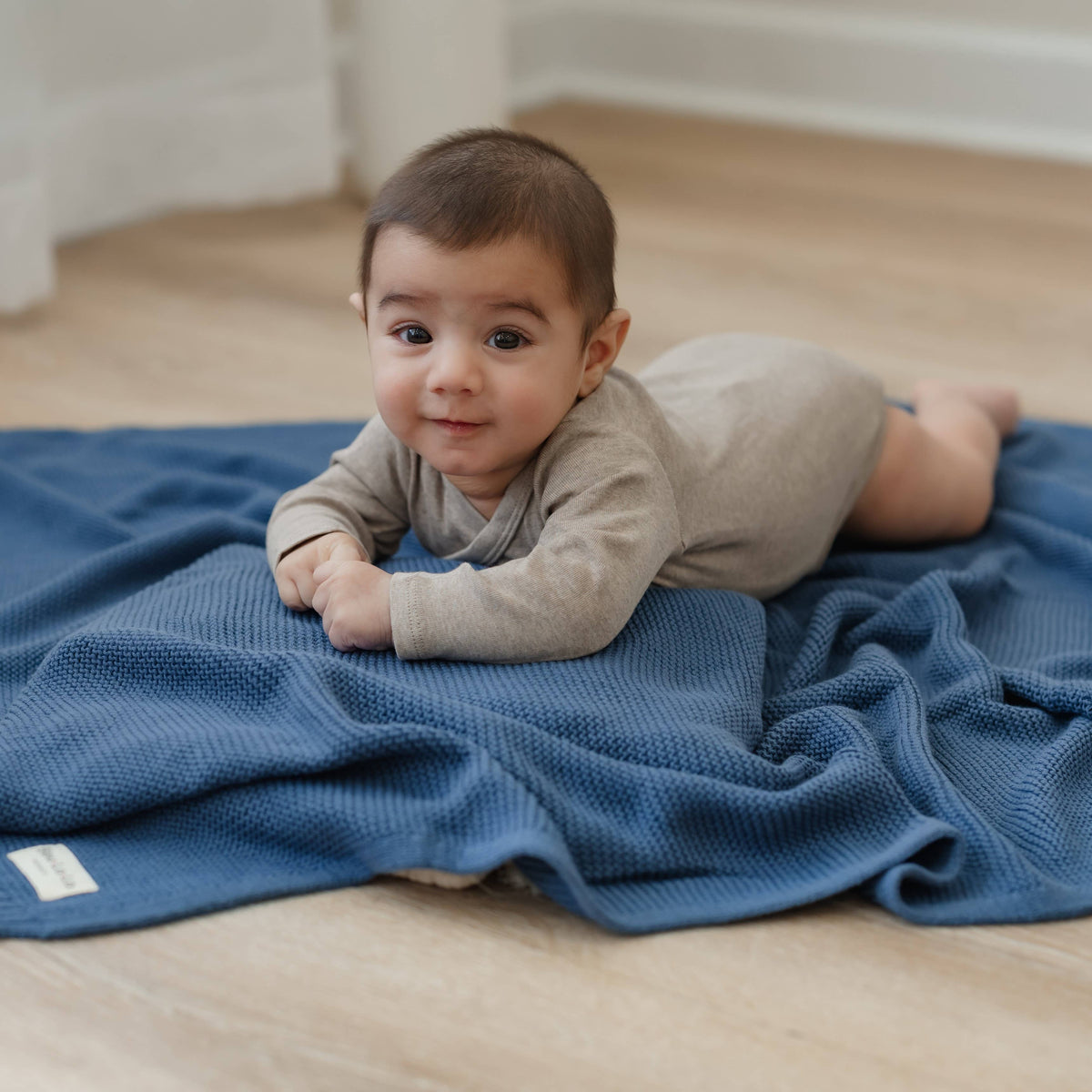 Bleu La La - Heritage Knit 100% Organic Cotton Swaddle Baby Blanket Bleu La La