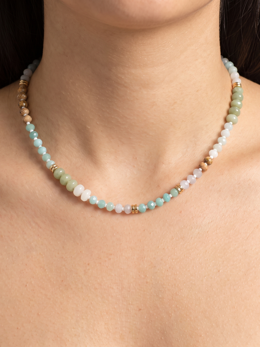 Green Jade & Blue Amazonite Beaded Necklace, photo 1 of 4
