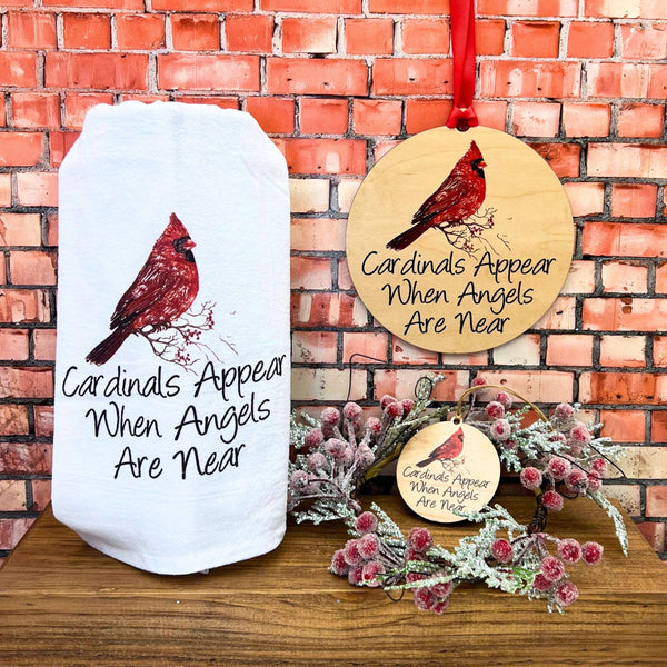 Driftless Studios - Cardinals Appear When Angels Christmas Kitchen Towels Driftless Studios