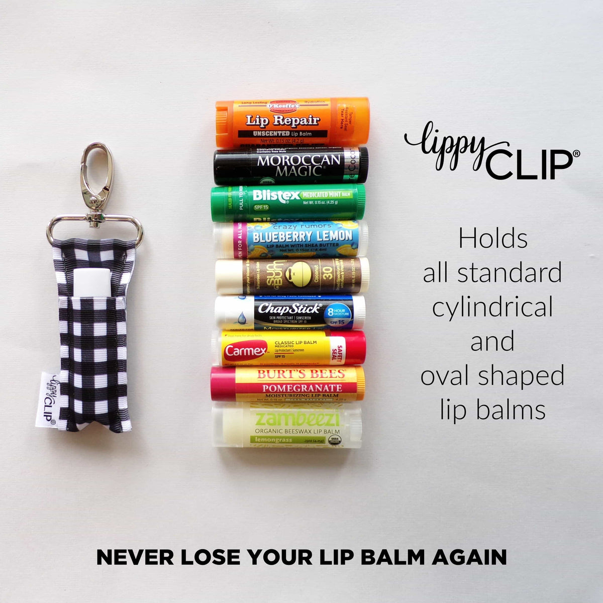 Alphabet LippyClip® Lip Balm Holder for Chapstick LippyClip Lip Balm Holder
