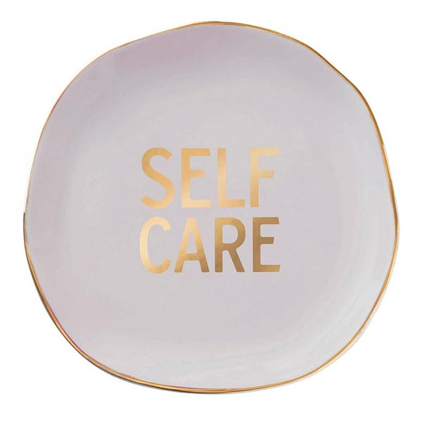 Self Care- Ceramic Tray with Makeup Sponge - Angle