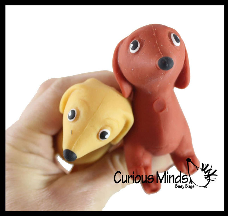 Curious Minds Toys - 1 Stretchy Weiner Dog Crushed Bead Sand Filled - Doggy Lover Curious Minds Toys