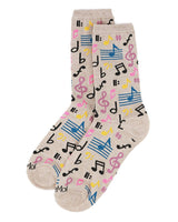 Musical Notes Bamboo Crew Sock