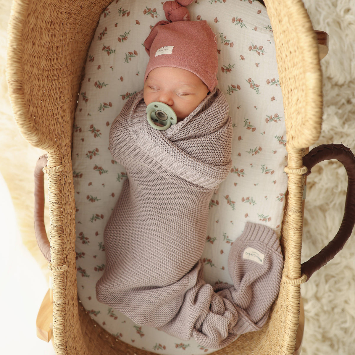Bleu La La - Heritage Knit 100% Organic Cotton Swaddle Baby Blanket Bleu La La