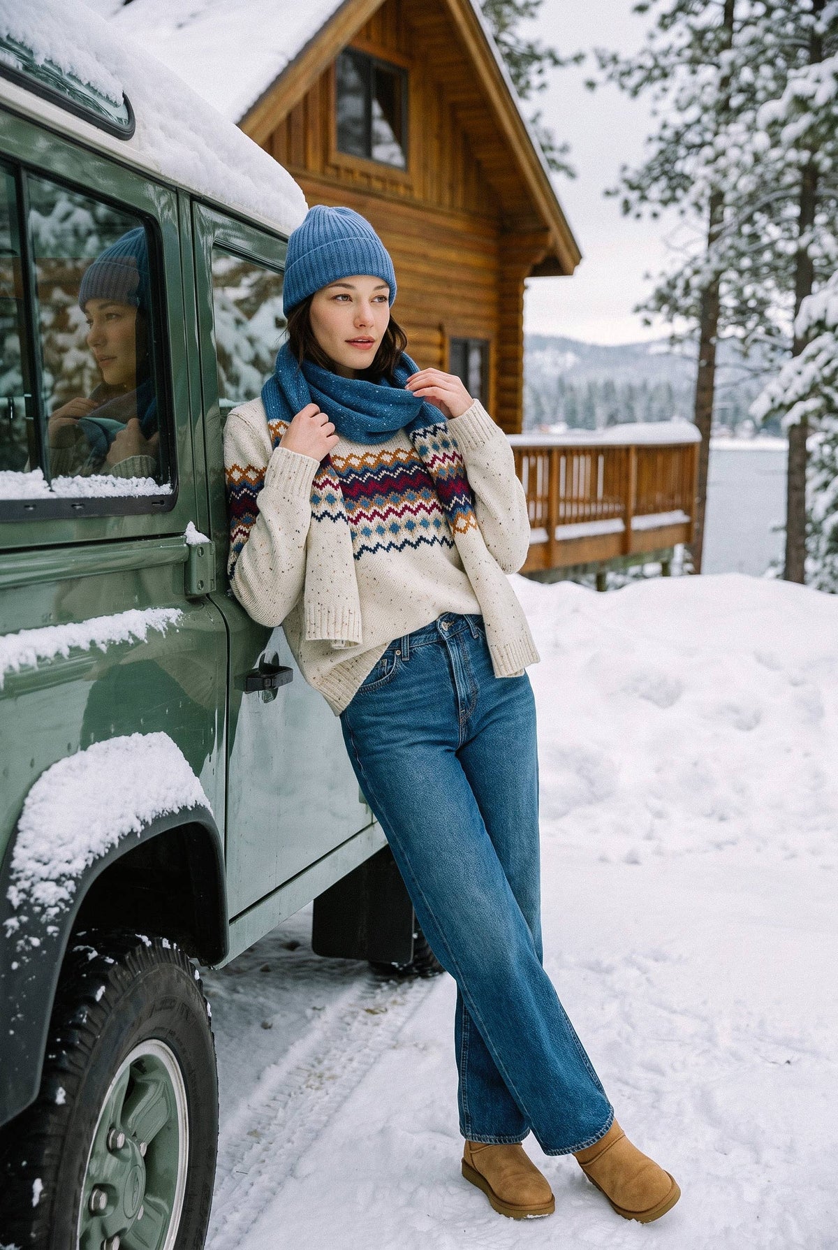 Fair Isle Chunky Knit Scarf