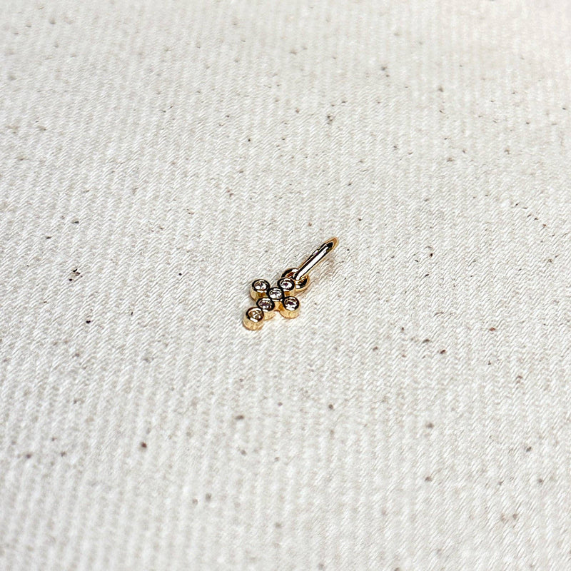 GoldFi - 18k Gold Filled Mini Bezel CZ Cross Charm GoldFi