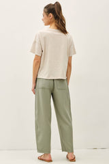 Women's Linen Barrel Pants - Sage