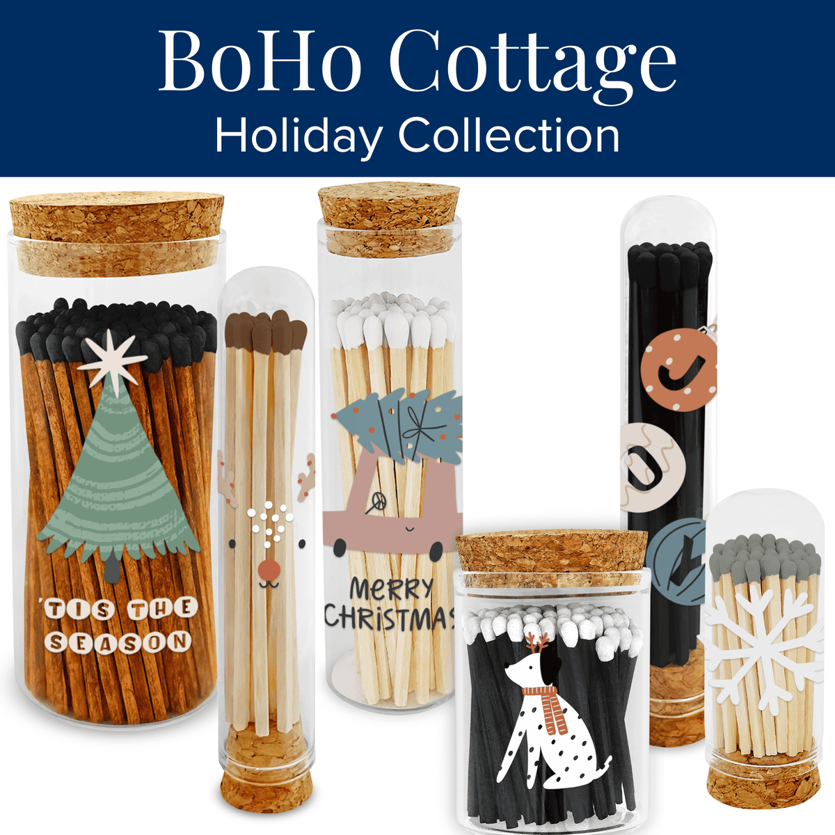 Thankful Greetings - 2” Matches BoHo Cottage - Snowflake and Mini Cloche Thankful Greetings