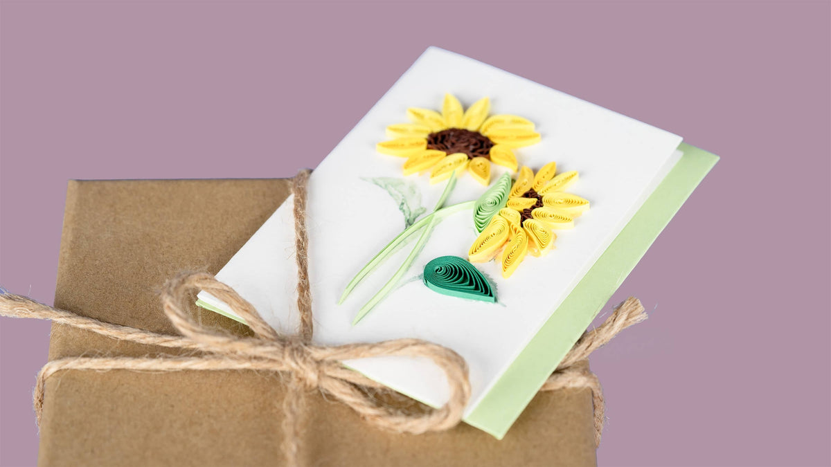 Quilling Card - Quilled Sunflower Bouquet Gift Enclosure Mini Card Quilling Card