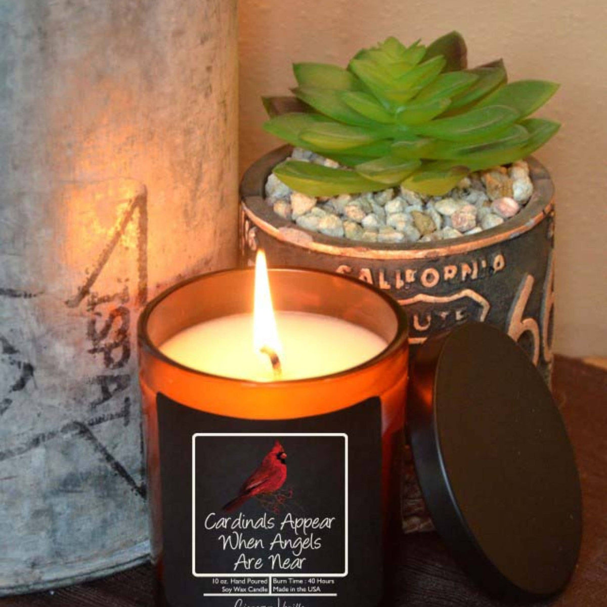 Cardinals Appear - Sympathy Gift Candle - Teakwood