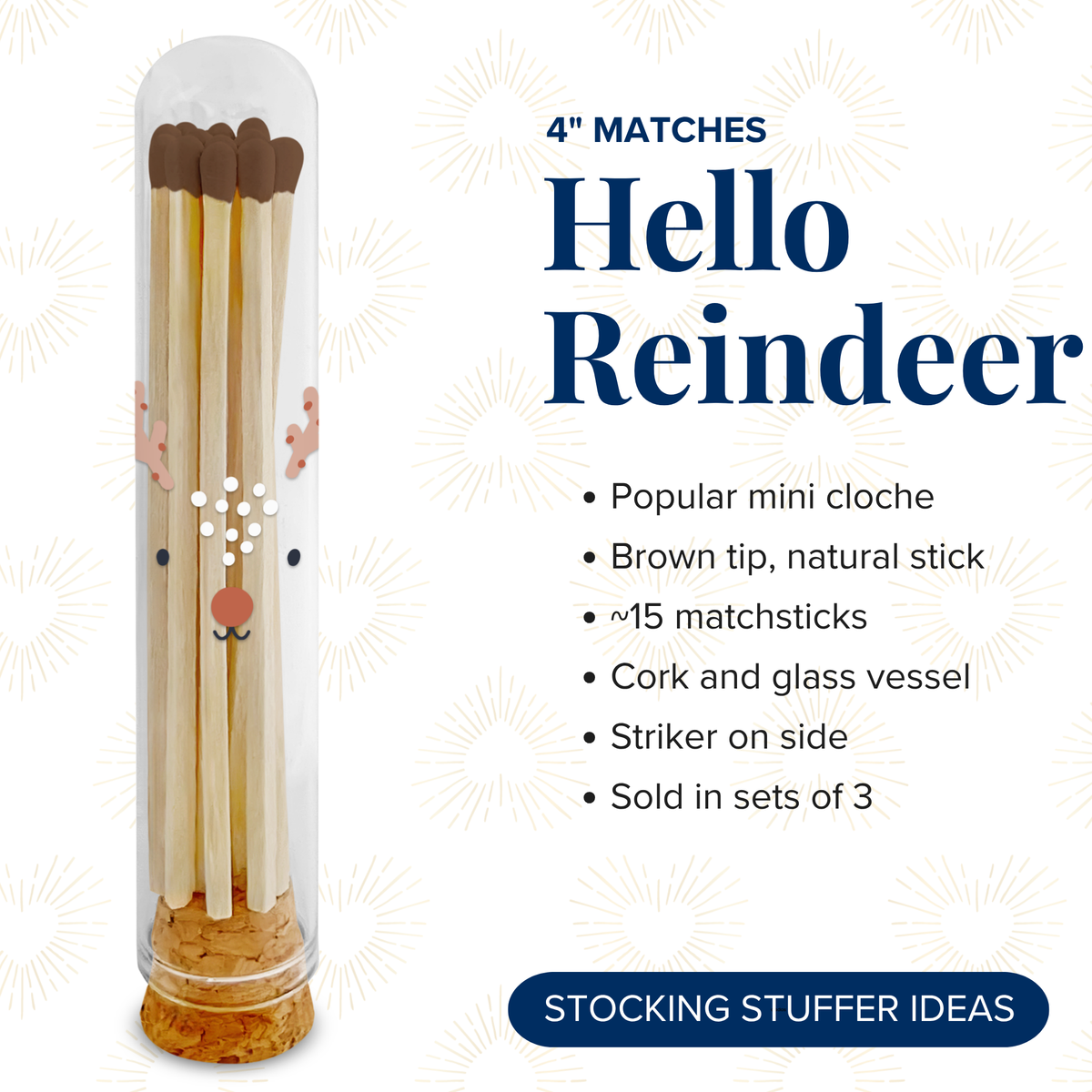 Thankful Greetings - Hello Reindeer Decorative Matches - Gifts & Stockings Thankful Greetings