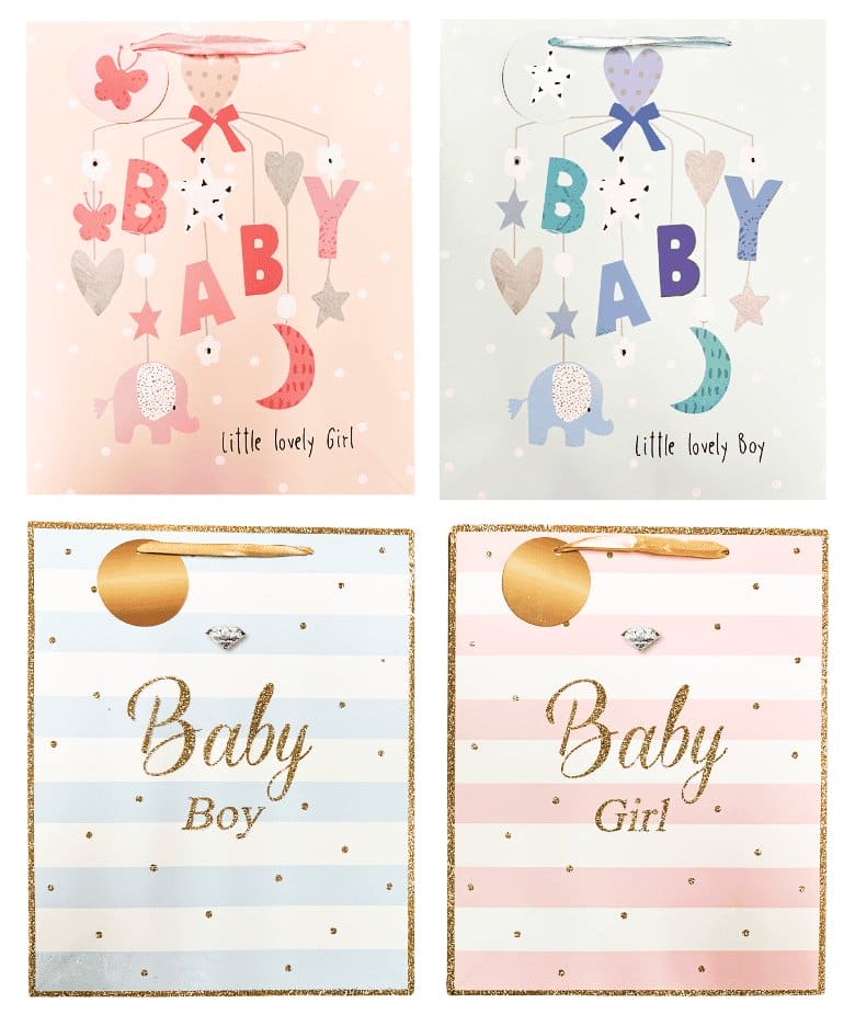 Baby Shower Bag - Baby Mobile & Stripes, glitter accents: Large - Kindred & Crew