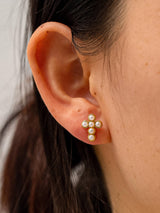 Womens 18K Non-Tarnish Pearl Cross Stud Earring