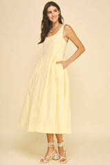 Womens Poplin Midi A Line Dress