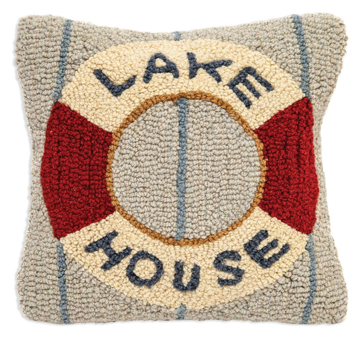 Lake House Hand-Hooked Wool Pillow