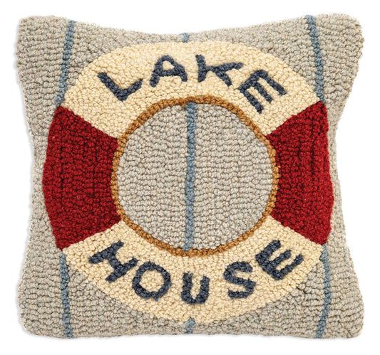 Lake House Hand-Hooked Wool Pillow
