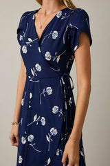PUFF SLEEVE FAUX WRAP TULIP MINI DRESS