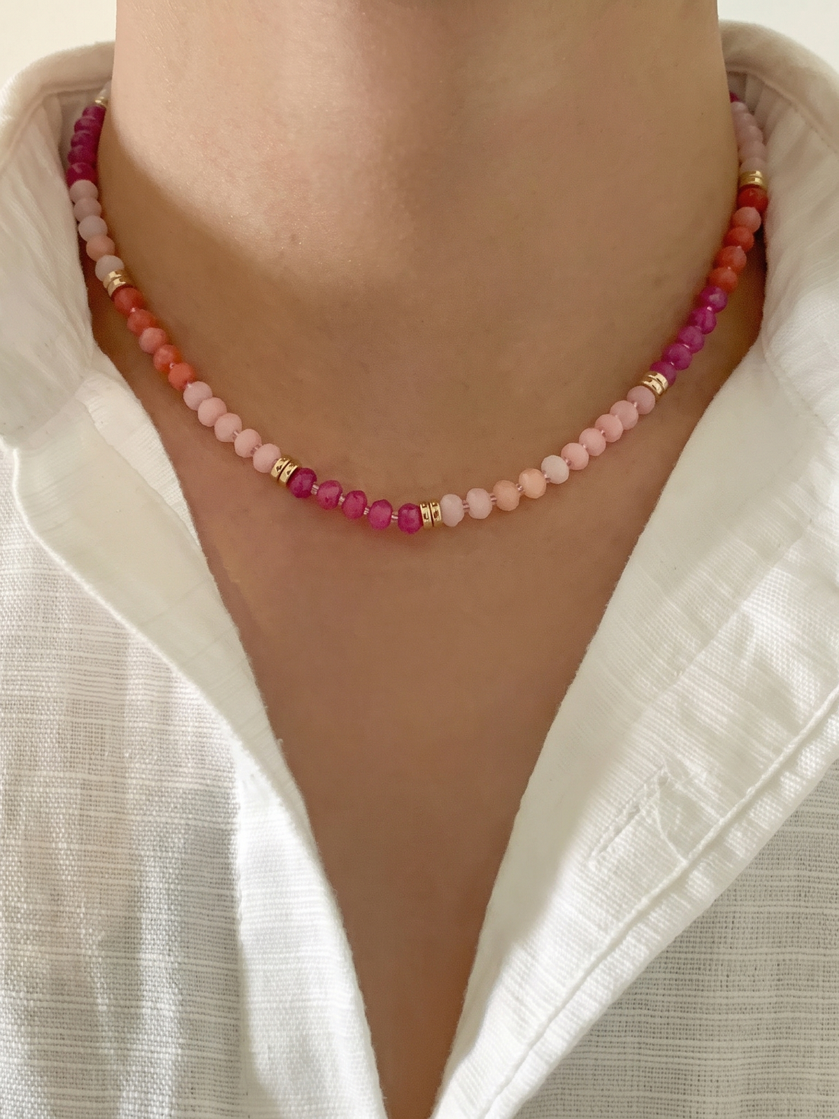 Pink Ombré Semi-Precious Stone Necklace, photo 1 of 4