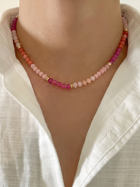 Pink Ombré Semi-Precious Stone Necklace, photo 1 of 4
