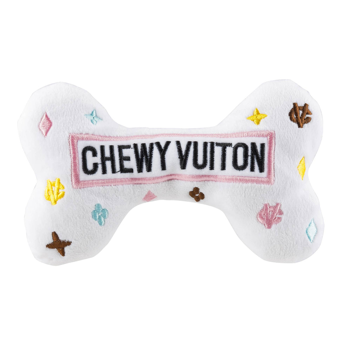 Haute Diggity Dog - White Chewy Vuiton Bones Squeaker Dog Toy