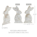Spring In Bloom Wooden Upright Bunny Silhouette with Twine Bow - Freestanding Rustic Easter Decor - 13.75x6.75x1.5